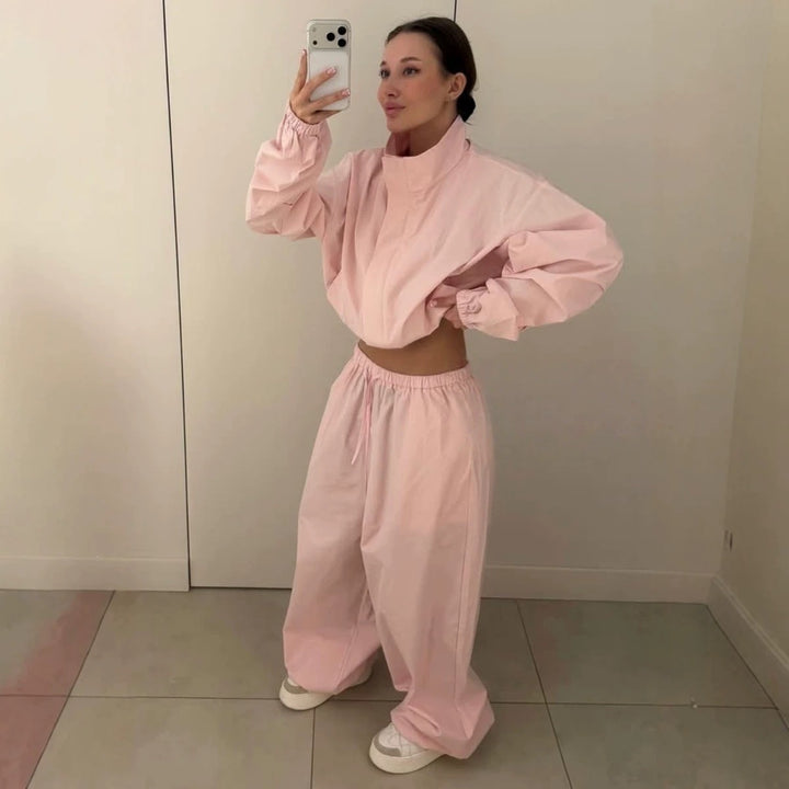 Women’s casual two-piece set made of flowing fabric with wide leg Mune Fashion
