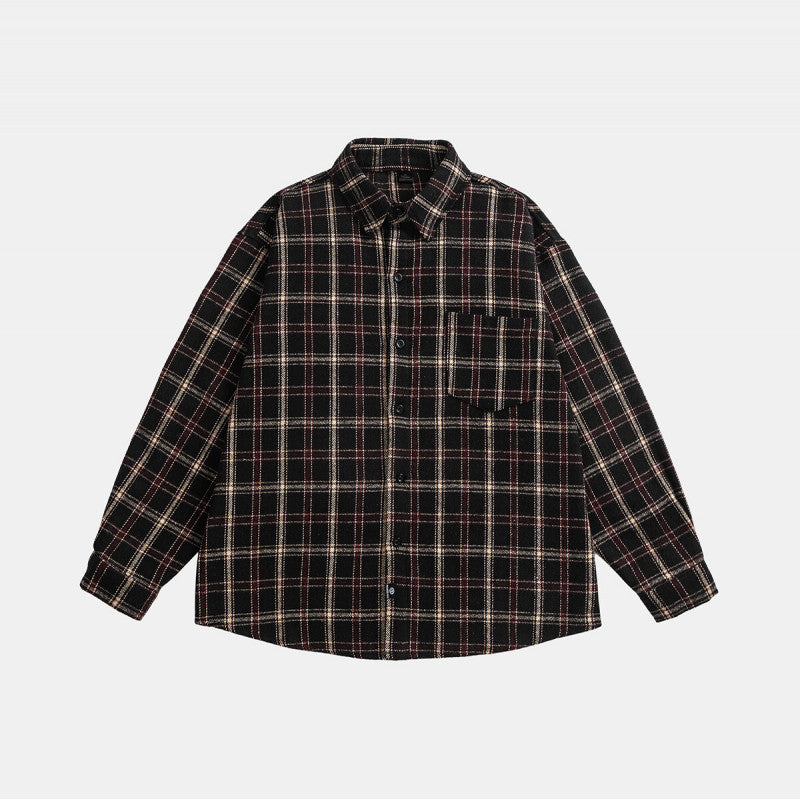 Unisex Oversize Check Shirt Jacket in Boxy Cut with Patch Chest Pocket and Soft Flannel Mune Fashion