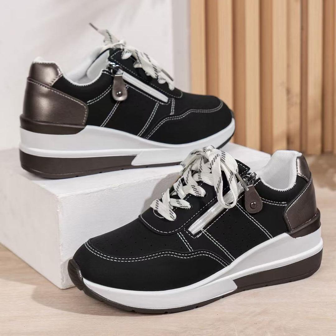 Women's Comfortable Sneakers with Trendy Zipper and Breathable Sole Mune Fashion