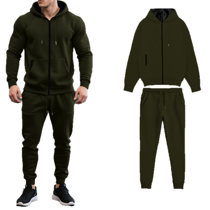 Men's two-piece Performance Fleece jogging suit set with hoodie, concealed zipper and tapered jogging pants Mune Fashion