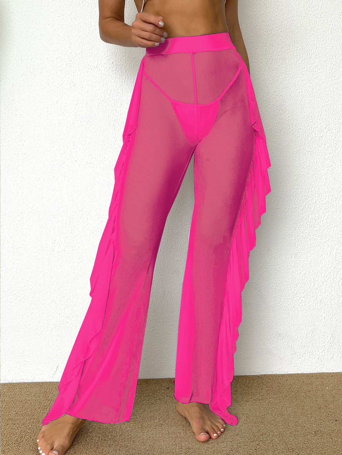 Ladies Elegant Beach Pants with Playful Ruffle Details Mune Fashion
