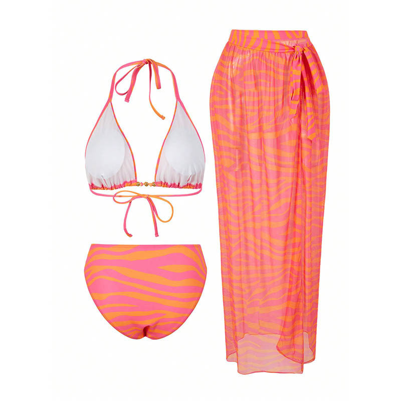 Ladies bikini set with fashionable wrap skirt and trendy zebra design Mune Fashion