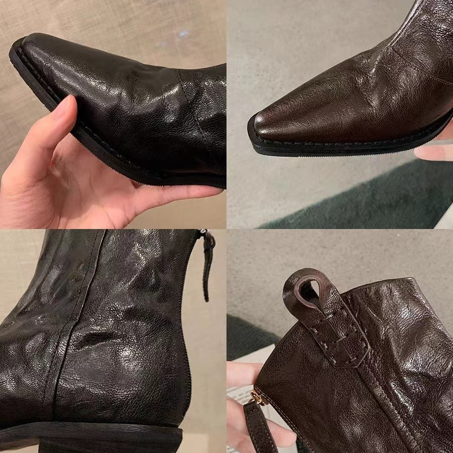 Men's western ankle boots with pointed toe and pull tabs Mune Fashion