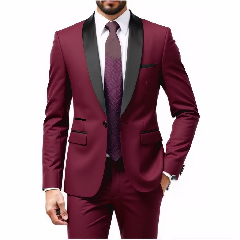 Men's Slim Fit Tuxedo with Shawl Collar and One-Button Jacket Mune Fashion