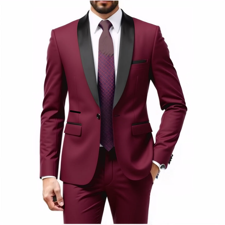 Men's Slim Fit Tuxedo with Shawl Collar and One-Button Jacket Mune Fashion