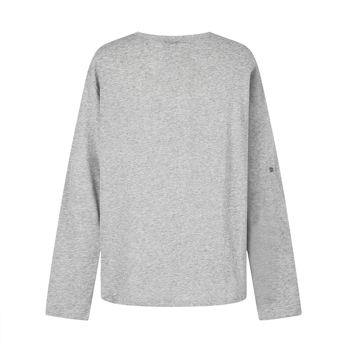 Women Casual Long Sleeve Shirt with Notch Neckline, Oversized Silhouette and Print Graphic Mune Fashion