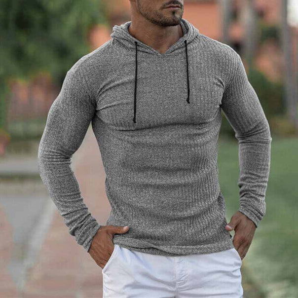 Men's Fitted Ribbed Hoodie made of Fine Knit Mune Fashion