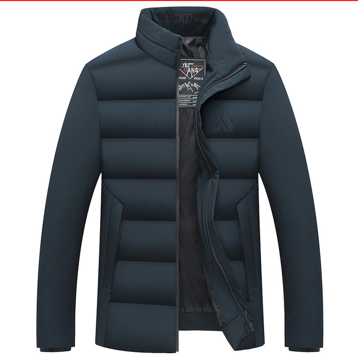 Men's quilted city jacket with stand-up collar, water-repellent surface, and concealed zipper Mune Fashion