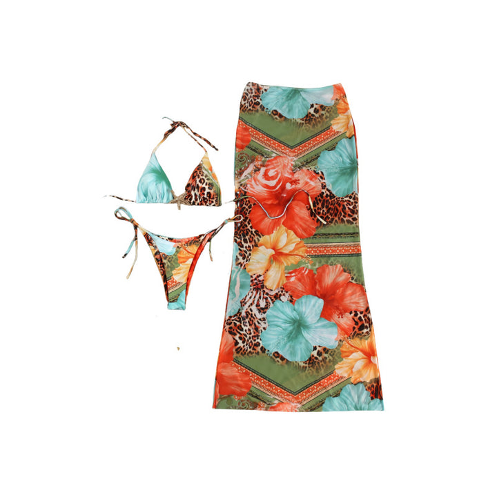 Women's bikini set with floral design and elegant maxi skirt Mune Fashion