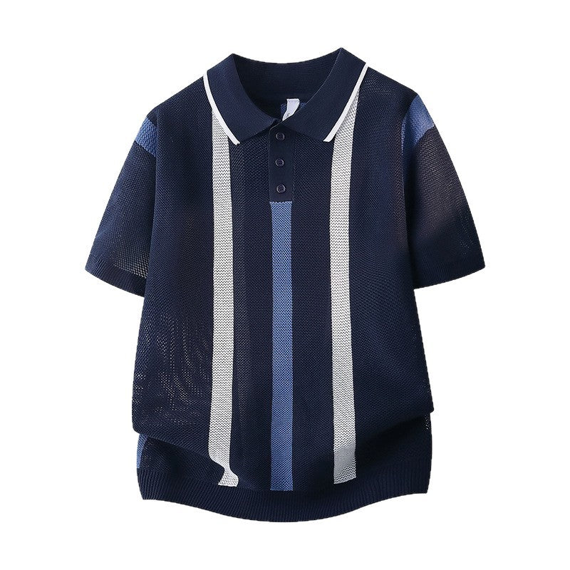 Men's Fashion Short Sleeve Polo Shirt with Mesh Structure Mune Fashion
