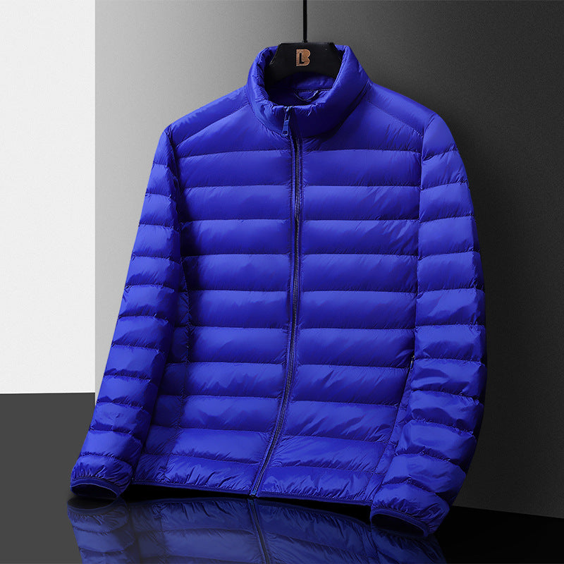 Men's Ultraleight Quilted Down Look Quilted Jacket with Stand-up Collar and Pack Function Mune Fashion