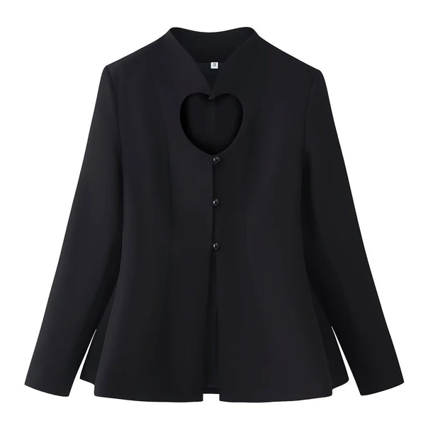Women nan blouse with heart-shaped neckline, concealed button placket and flared hem Mune Fashion