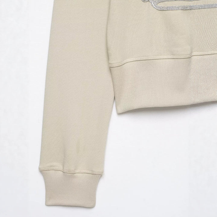 Women's Short-Cut Sweat Jacket with Stand-Up Collar and Military-Inspired Decorative Cords Drune