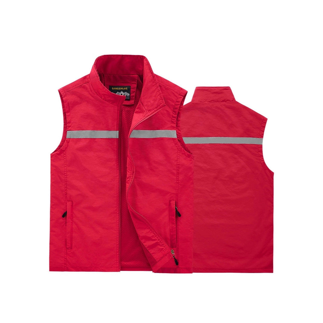 Men's Reflective Work and Safety Vest with Lightweight Mesh Lining Mune Fashion