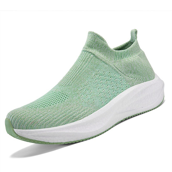Women's knit slip-on sneaker with seamless elastic shaft and cushioning platform sole Mune Fashion