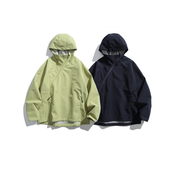 Unisex Lightweight Tech Rain Jacket with Asymmetrical Zipper Mune Fashion
