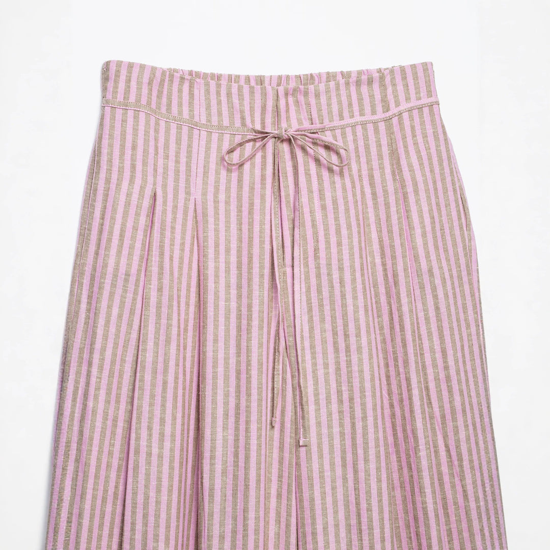 Women's High-Waisted Culotte Pants with Wide Leg, Drawstring and Front Slit Mune Fashion