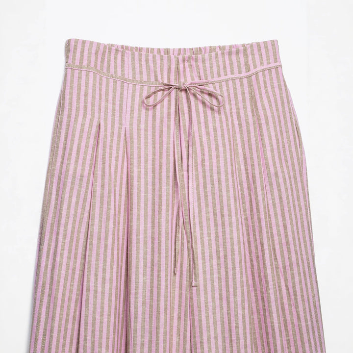 Women's High-Waisted Culotte Pants with Wide Leg, Drawstring and Front Slit Mune Fashion