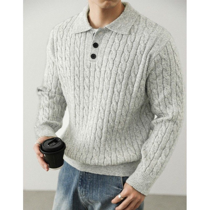 Men's Comfortable Chunky Knit Sweater with Button Placket Mune Fashion