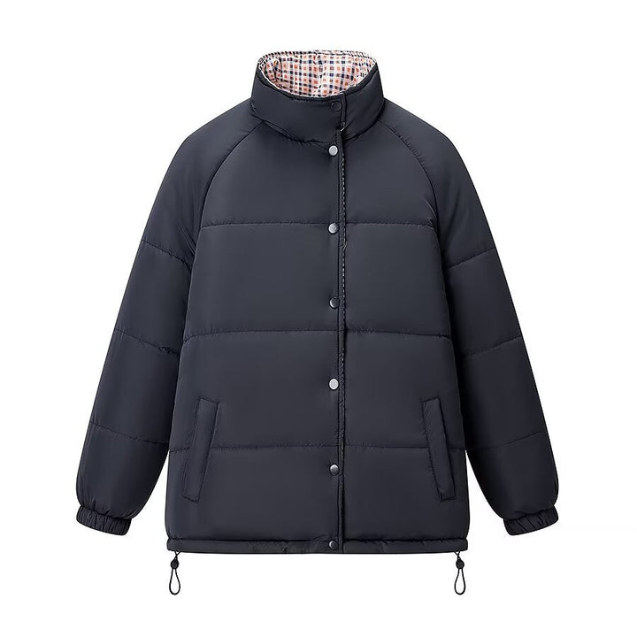 Women's padded quilted jacket with stand-up collar, raglan sleeves, and adjustable hem Mune Fashion