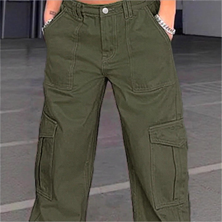 Women's wide cargo pants with high waist, patch flap pockets, and casual baggy fit Mune Fashion