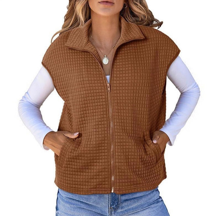 Women's padded vest with zipper, stand-up collar and side pockets Mune Fashion