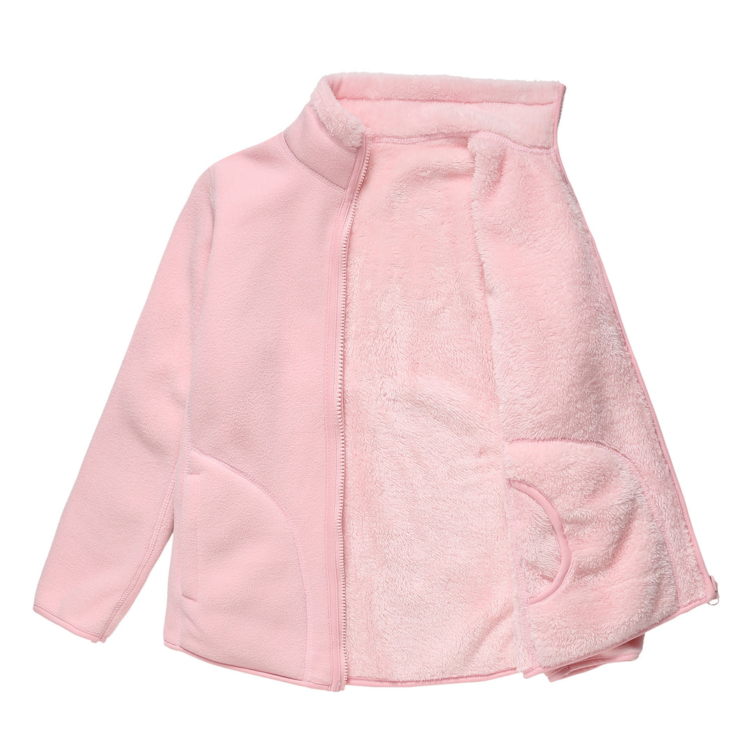 Women's cozy fleece jacket with high stand-up collar, full-length zipper, and figure-enhancing seams Mune Fashion