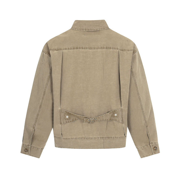 Men's Canvas Utility Blouson Jacket with Drawstring and Decorative Stitching Mune Fashion
