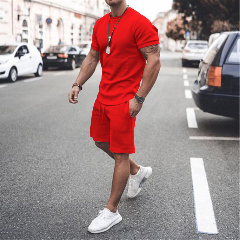 Men's fitted short sleeve shirt with reinforced shoulder seam and elastic drawstring bermuda made of stretch jersey Mune Fashion