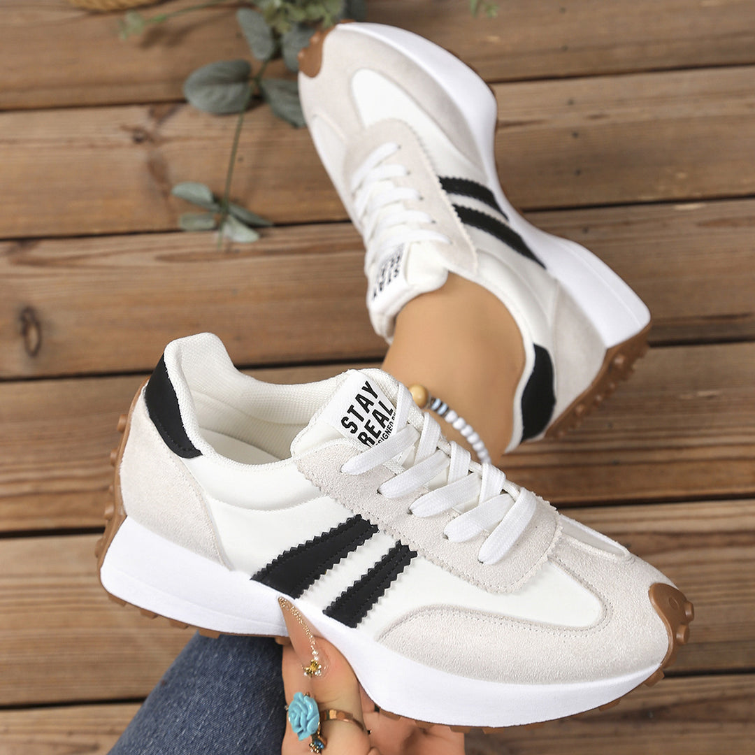 Ladies Retro Platform Sneaker with Velvet and Mesh Mix Mune Fashion