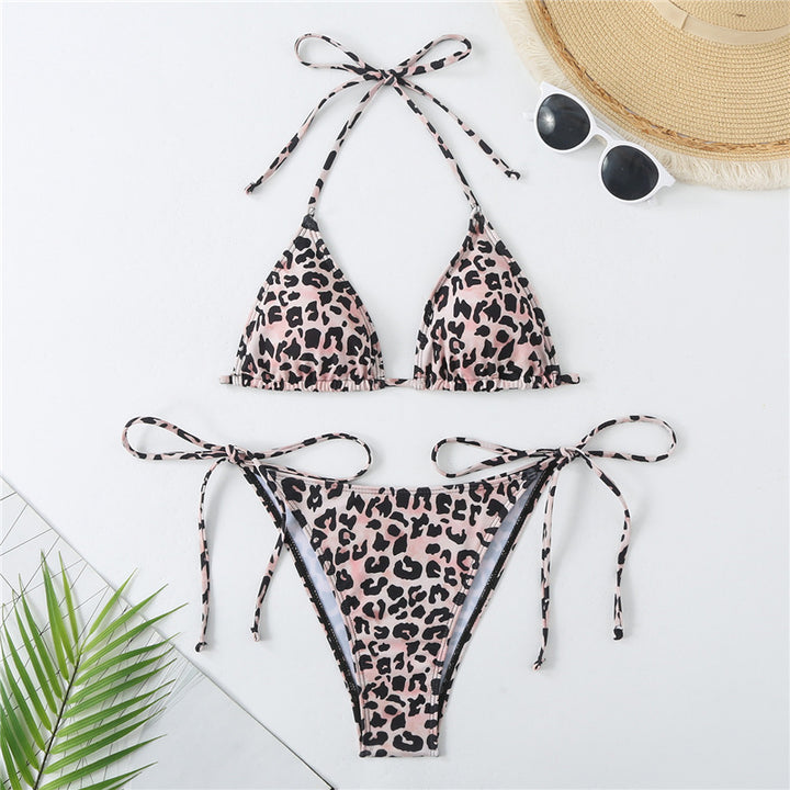Women Triangle Bikini Set with Playful Animal Pattern Mune Fashion