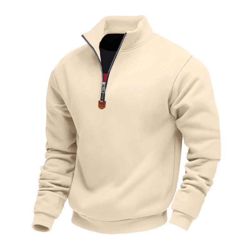 Men's nan Premium half-zip sweatshirt with high stand-up collar, sturdy zipper, and ribbed hem Mune Fashion