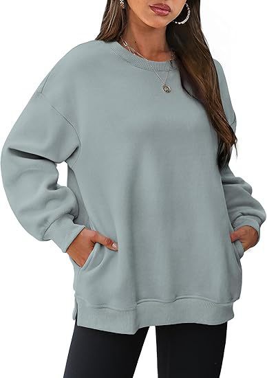 Women’s casual oversized sweatshirt with side pockets, ribbed hem, and dropped shoulder Mune Fashion