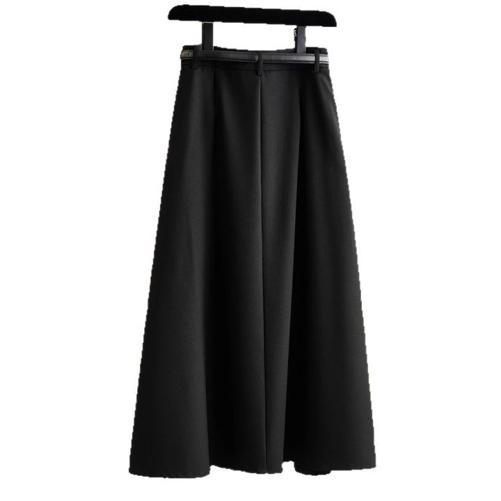 Women Elegant Midi Skirt with Waist Belt Mune Fashion