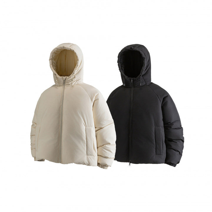 Women's Lightweight Boxy Quilted Hoodie Jacket with Drawstring, Concealed Zipper and Elastic Cuffs Mune Fashion