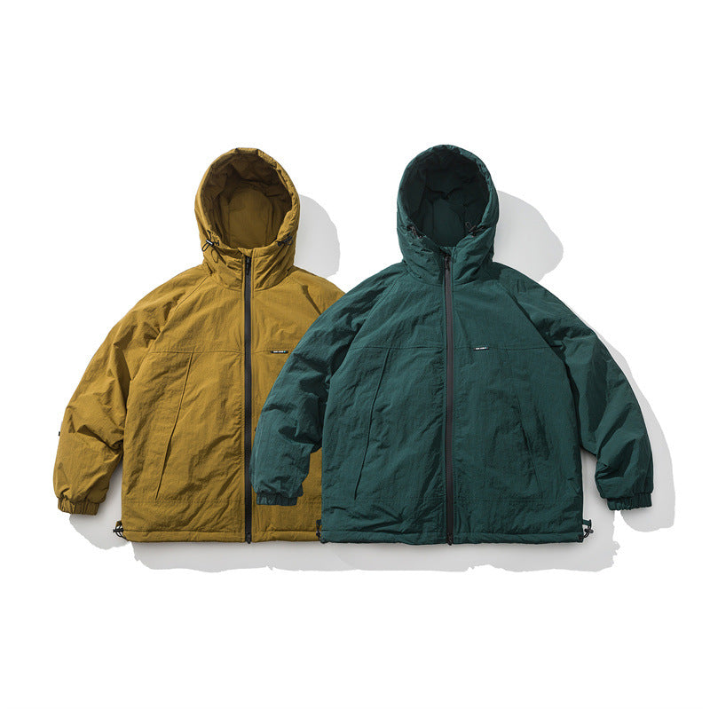 Unisex Oversized lightly padded ripstop hooded jacket with concealed two-way zipper Mune Fashion