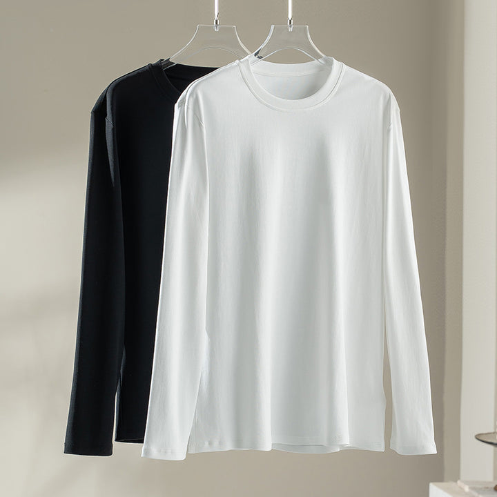 Women's Long-Sleeved Fine Modal Basic Shirt with Round Neckline Mune Fashion