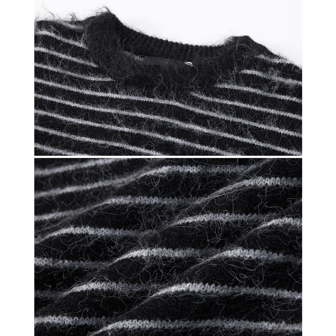 Women Casual Knit Sweater with Stripes Mune Fashion