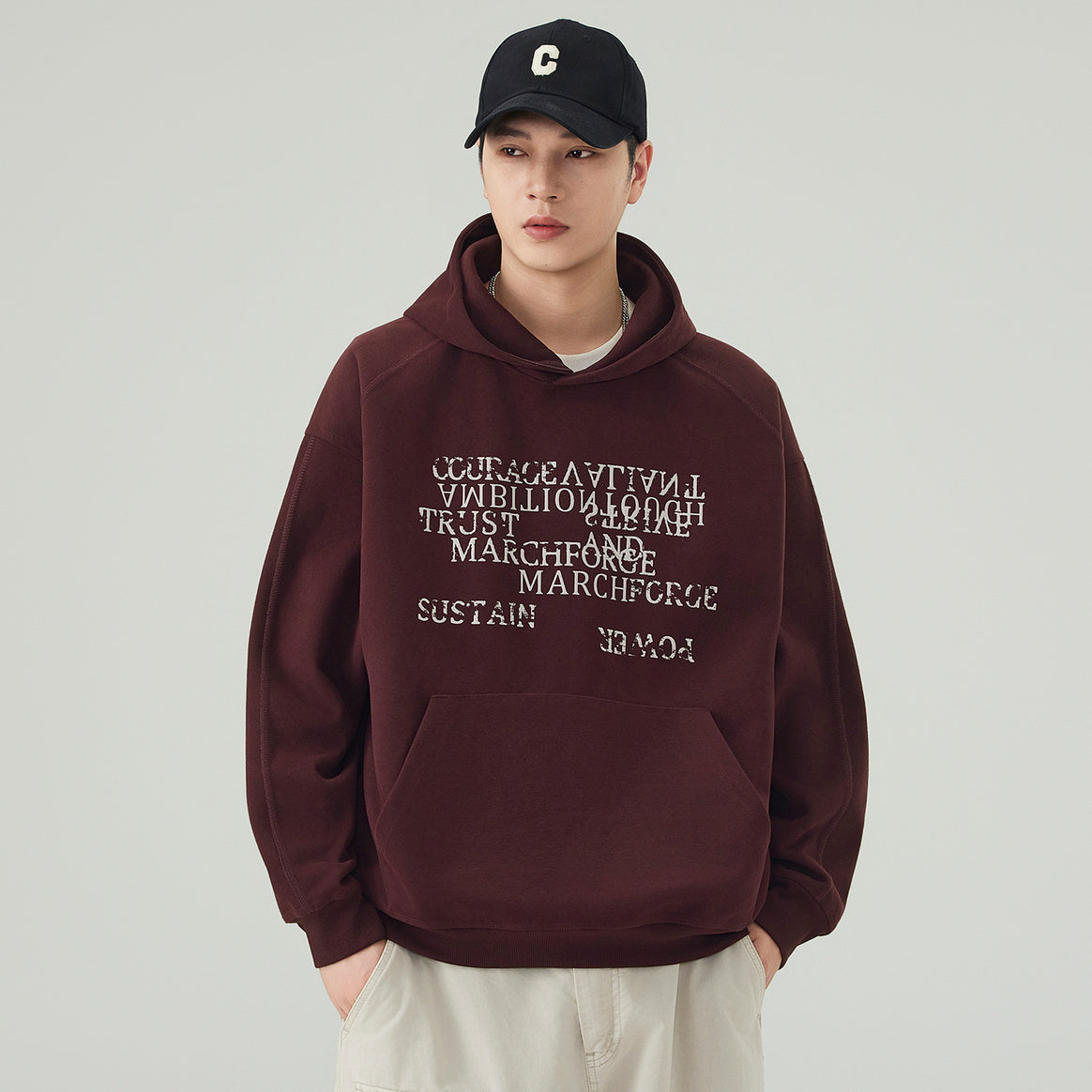 Men's Oversize Hoodie with Statement Print and Kangaroo Pocket Mune Fashion