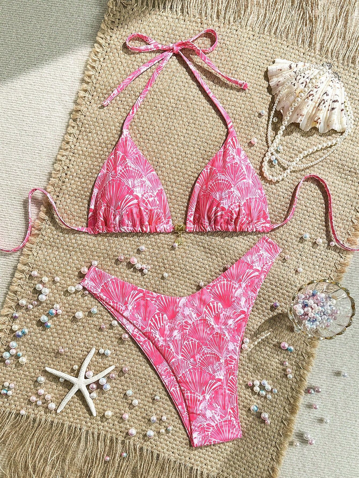 Women Triangle Bikini with Floral Patterns Mune Fashion