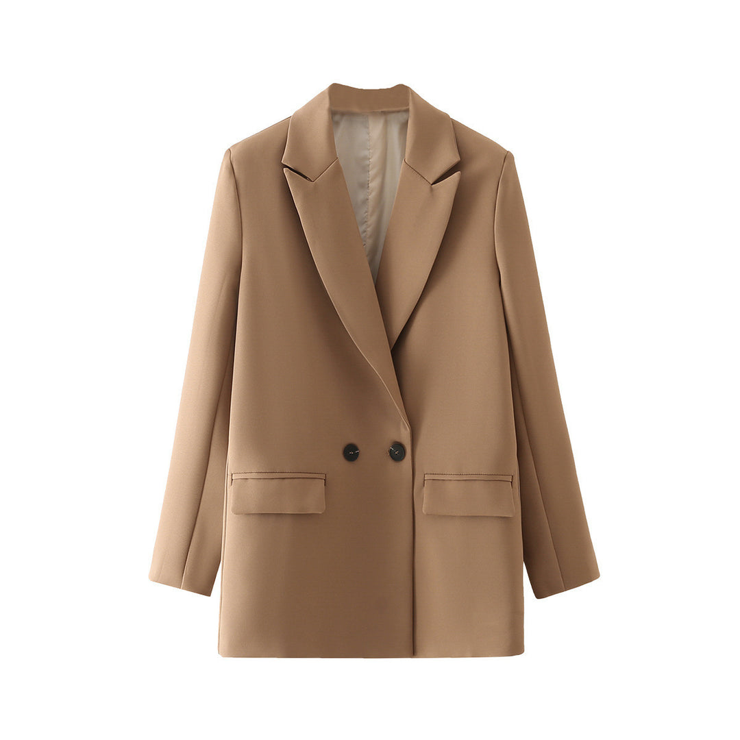 Women's Oversize Double-Breasted Blazer with Lapel and Soft Lining Mune Fashion