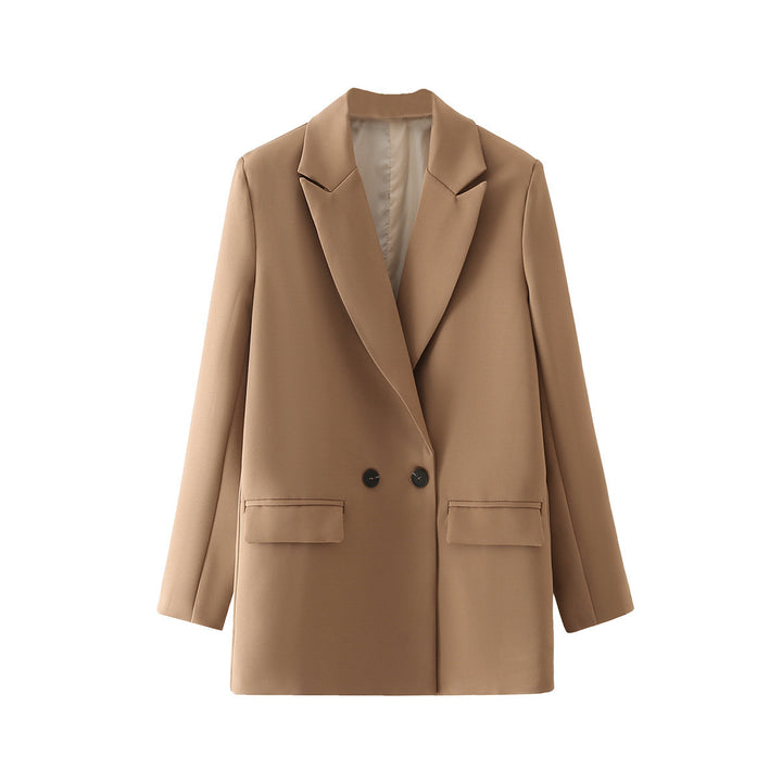 Women's Oversize Double-Breasted Blazer with Lapel and Soft Lining Mune Fashion