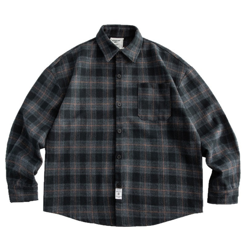 Men's Checked Overshirt-Jacket in Boxy-Relaxed Cut Mune Fashion