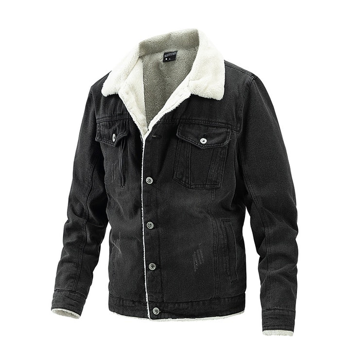 Men's denim jacket with teddy lining and shirt collar Mune Fashion