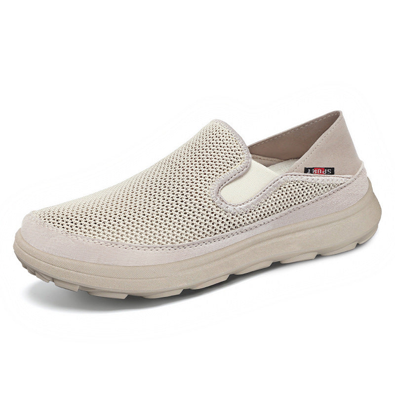 Men's breathable mesh slip-on with suede trim, elastic entry, and grippy outdoor tread sole Mune Fashion
