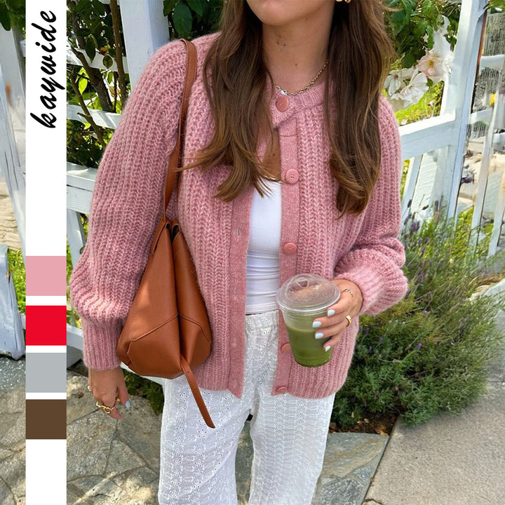 Women's large knitted oversized cardigan with coconut button placket and dropped shoulders Mune Fashion