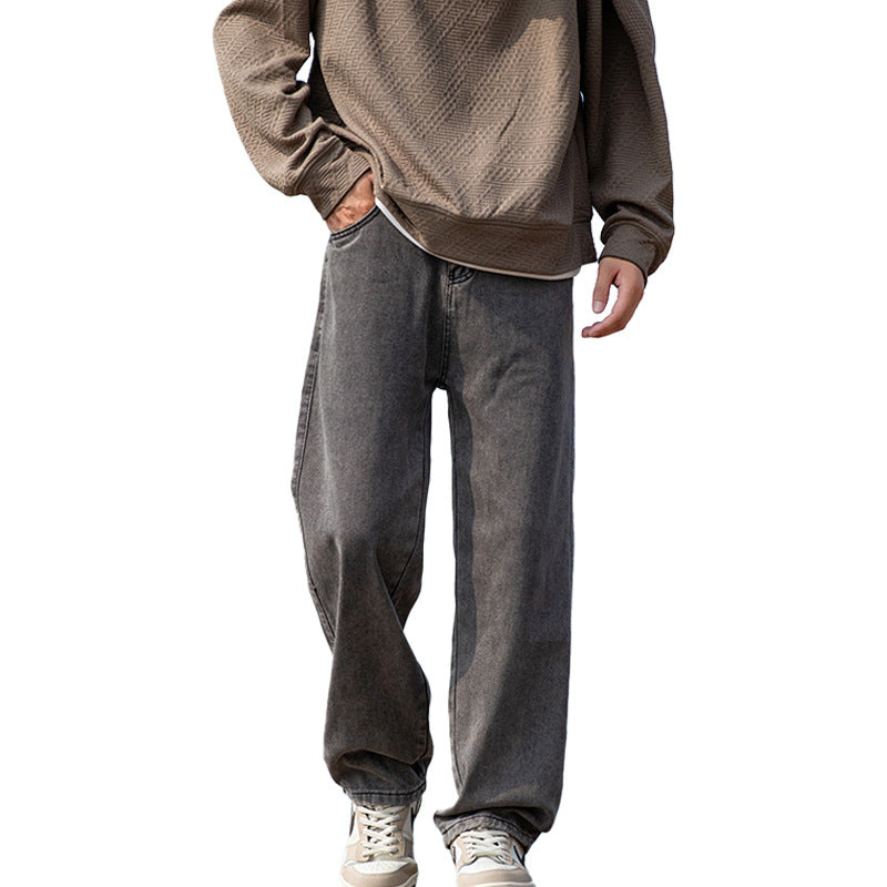 Men's wide baggy jeans in vintage workwear look with relaxed fit and straight leg Drune