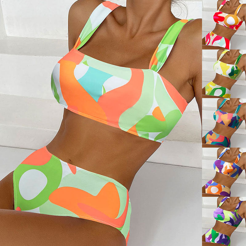 Women's bikini set with fashionable square pattern Mune Fashion