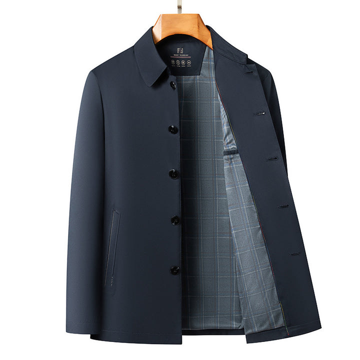 Men's short coat with minimalist design and checkered inner lining Mune Fashion