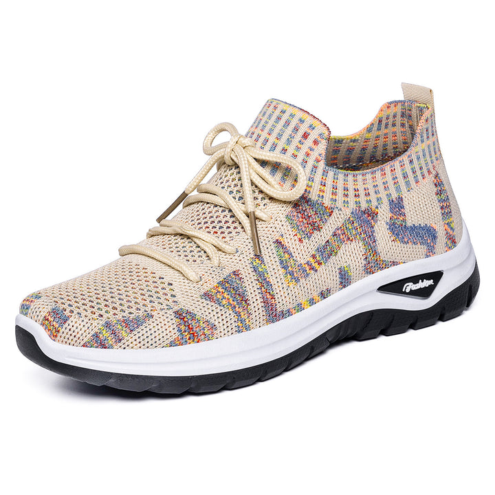 ladies knitted sock sneaker with jacquard pattern, elastic shaft, integrated lacing and shock-absorbing profile sole Mune Fashion